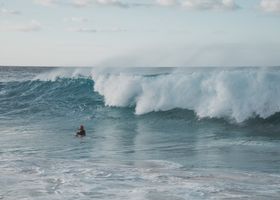A surfer on a wave