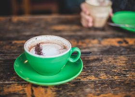 Coffee on a cafe table
