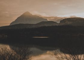 A mountain lake at sunrise